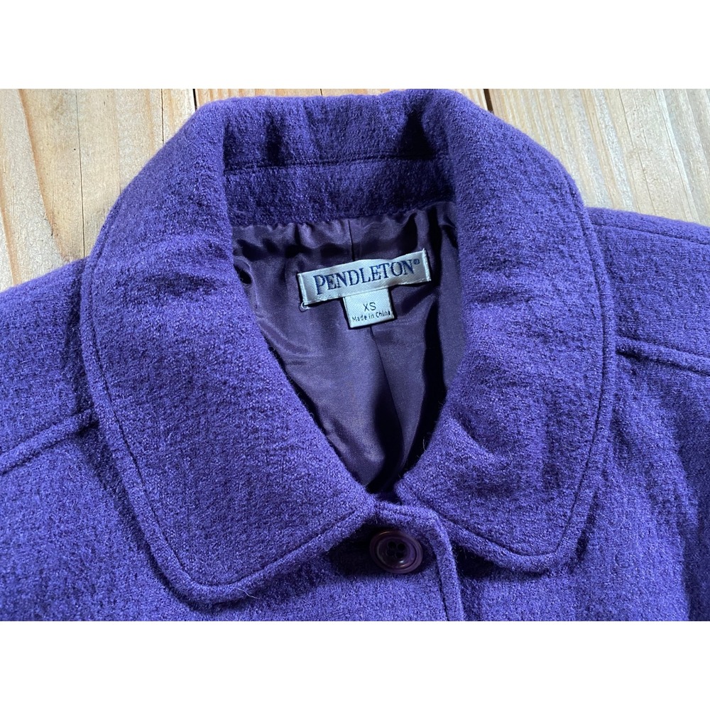 Pendleton Purple 100% Merino Wool Button Front Jacket Women XS 1960s Mod Style - Picture 3 of 7